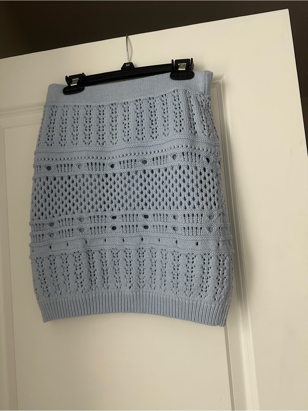 Light Blue Knit Pencil Skirt W/ Stretchy Waistband